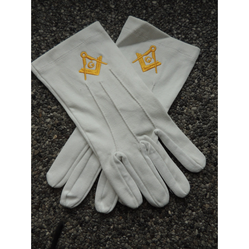 Witte katoenen handschoenen P&W goud G new size