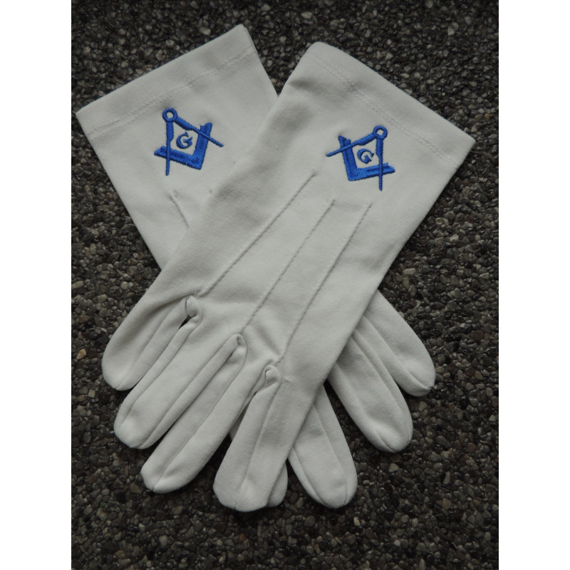 Gants de cotton blanc E&C G bleu royal