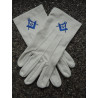 Witte katoenen handschoenen P&W koningsblauw G new size