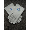 White leather gloves S&C royal blue