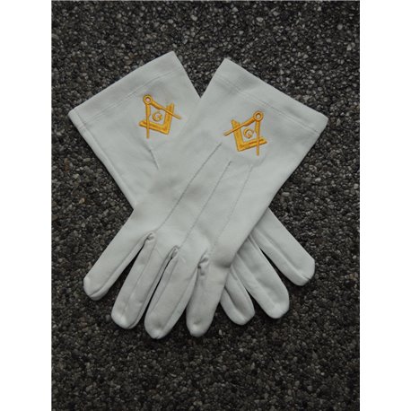Witte katoenen handschoenen P&W goud G